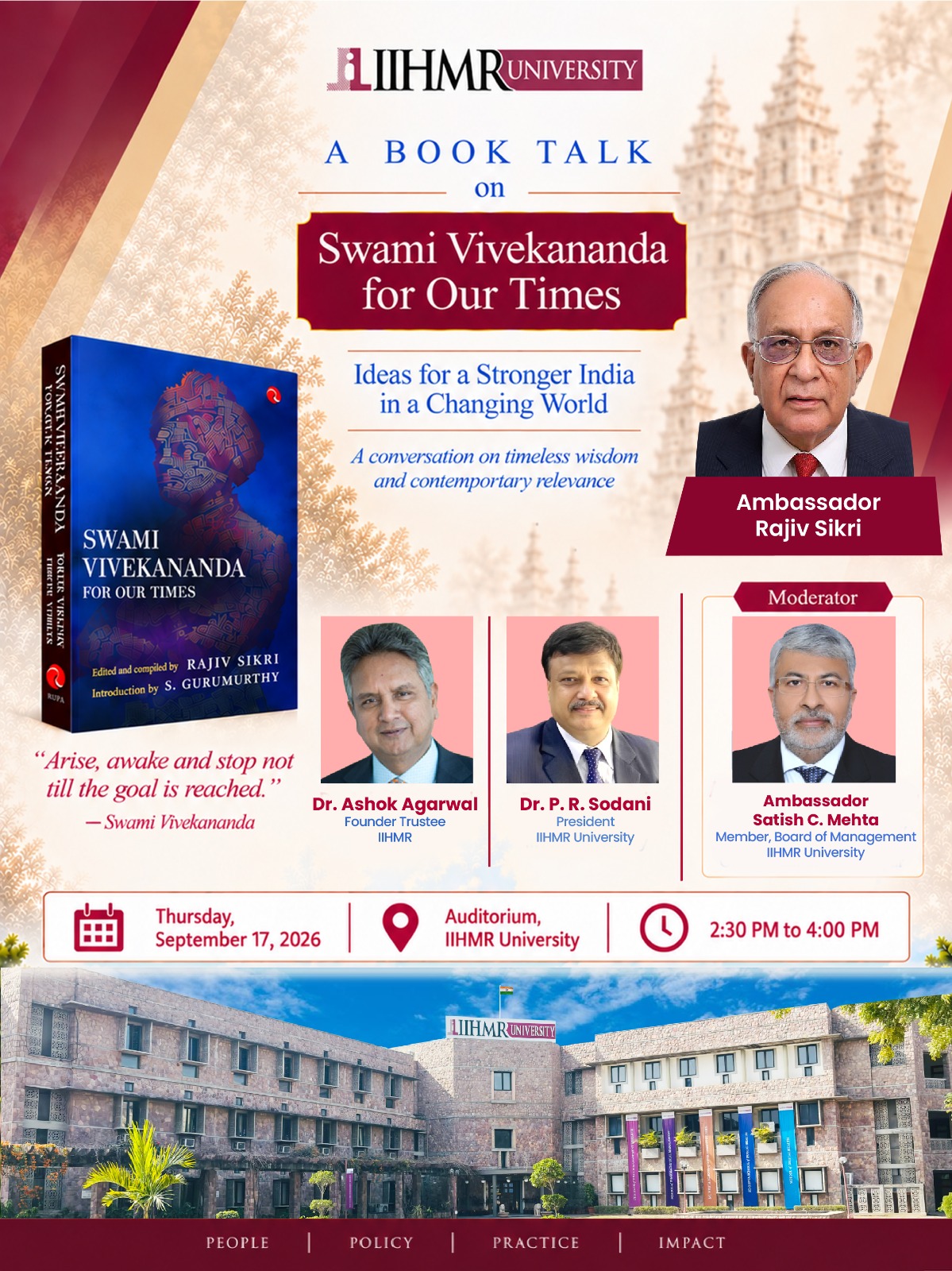 A Book Talk on “Swami Vivekananda for Our Times” event banner